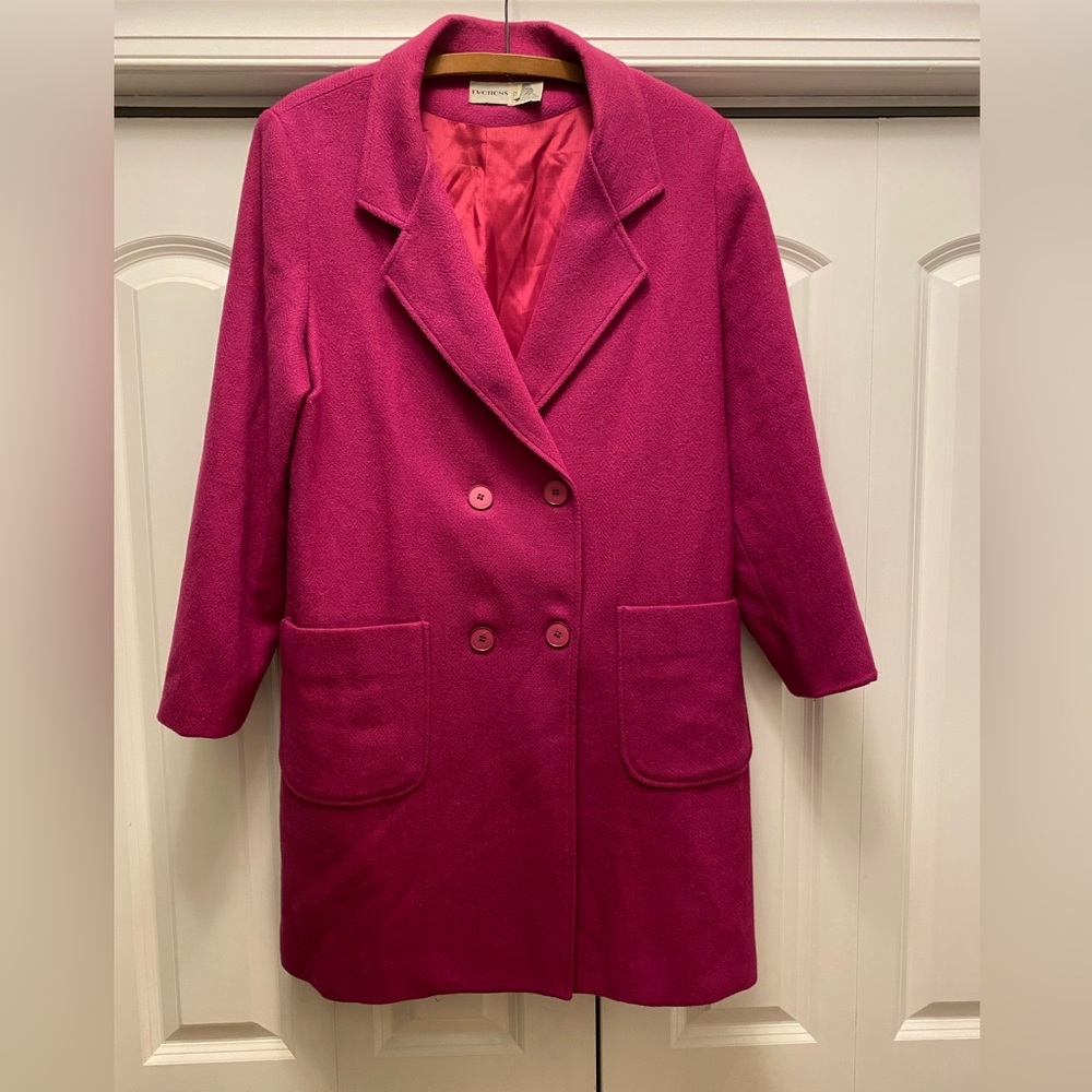 Vintage Emotions Magenta Pink Wool Coat Mod Retro size 12